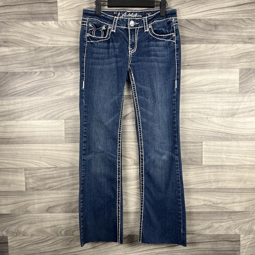 LA Idols Jeans Womens 9 Blue Bootcut Medium Wash Low Rise Denim Western Festival
